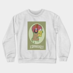 Golden Skull w/ Pink Brain Listening to a Beat Crewneck Sweatshirt